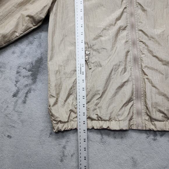 The Tog Shop Jacket Women M Gold Metallic Hooded Rain Coat Full Zip Drawcord Hem - Picture 9 of 10